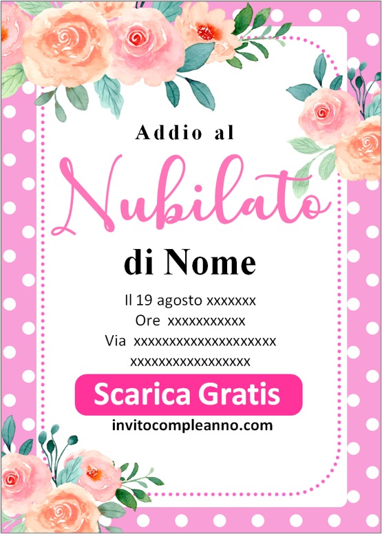 invito all'addio al nubilato per la sposa