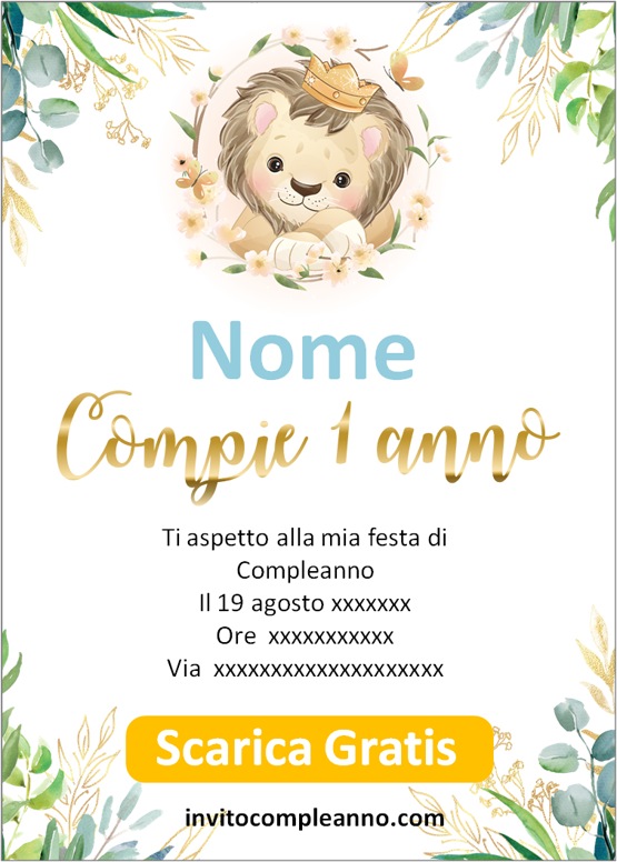 Invito Compleanno 1 anno bambino formato digitale