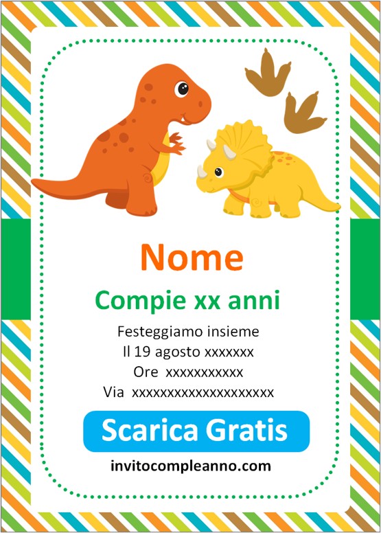 inviti compleanno dinosauri da stampare gratis