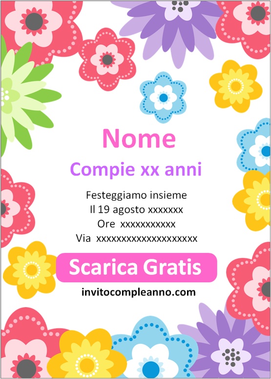 invito compleanno fiori