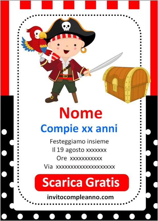 inviti compleanno pirati da stampare