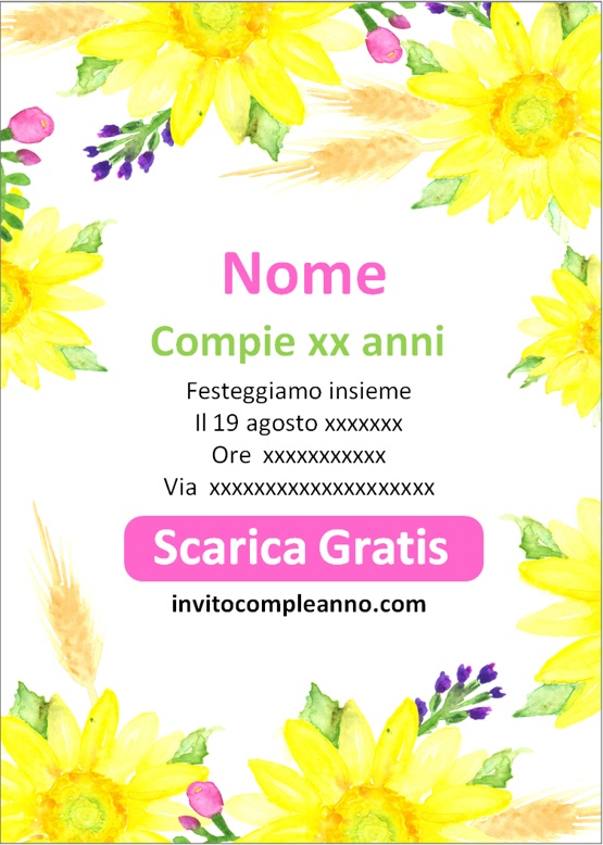 Invito compleanno Girasole