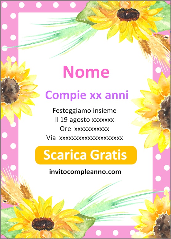 Invito di compleanno Girasole