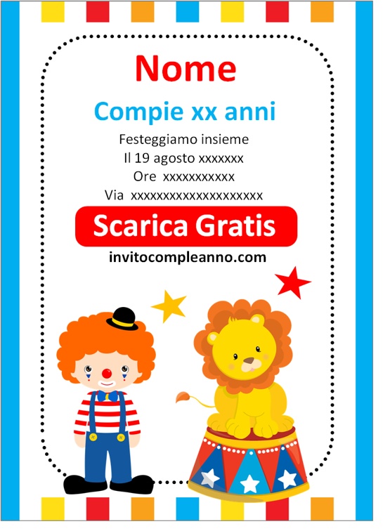 invito compleanno circo