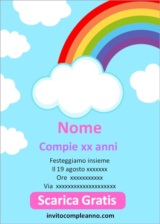 Inviti Compleanno Arcobaleno