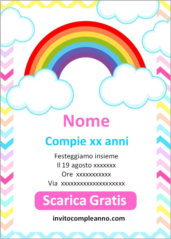 Biglietti Invito Compleanno Arcobaleno