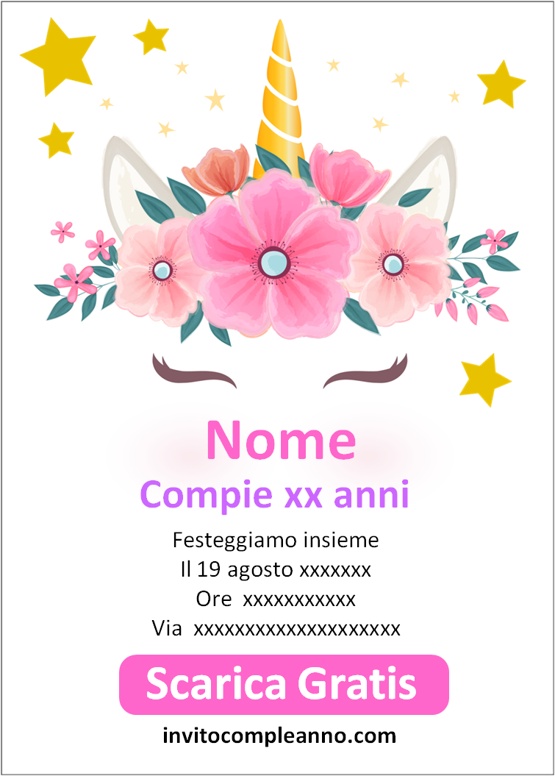 immagini inviti compleanno unicorno