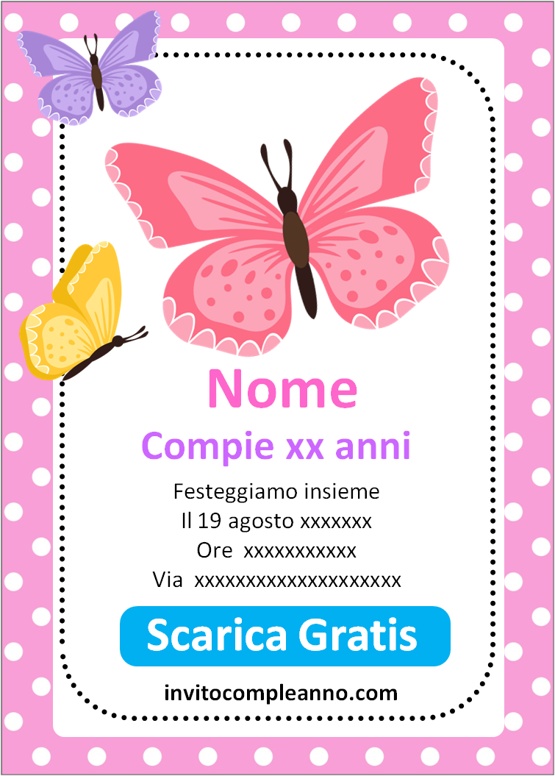 Inviti compleanno Farfalla