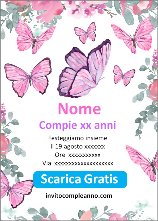 inviti compleanno farfalle