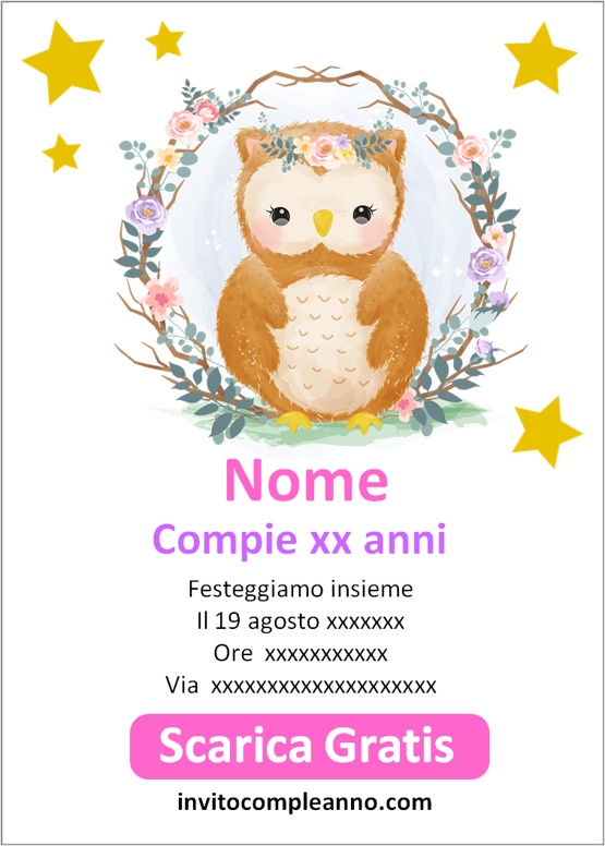 Inviti di Compleanno Gufo