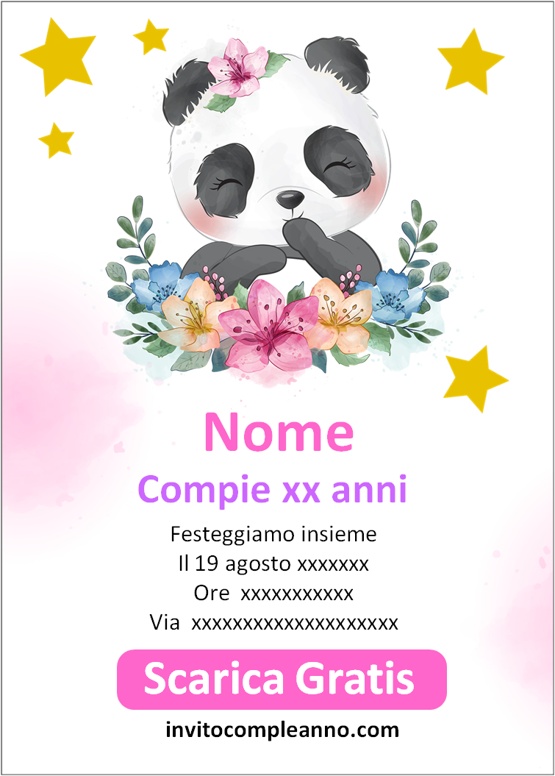 Inviti di Compleanno Orso Panda