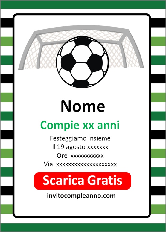 biglietti compleanno calcio da stampare