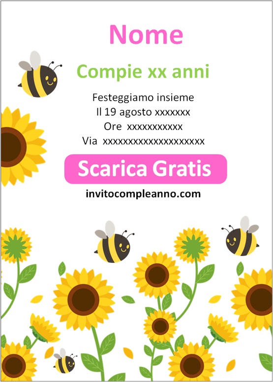 invito compleanno Girasole