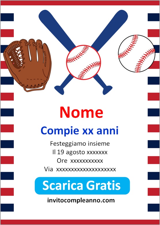 Invito di compleanno di baseball