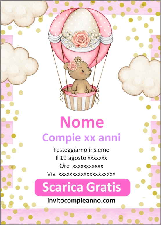 Invito digitale bambine mongolfiera