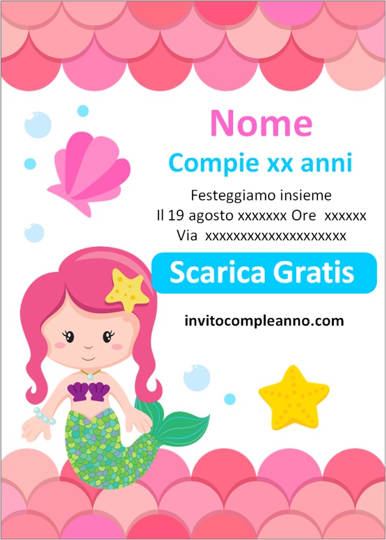 Invito di compleanno sirena