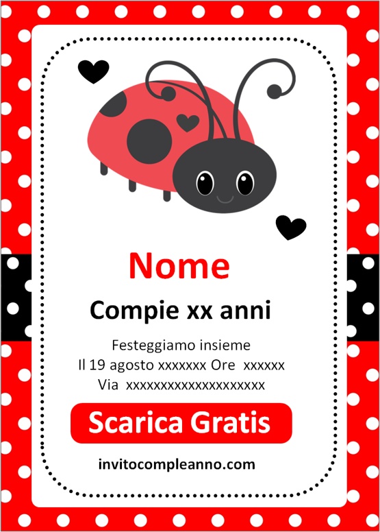 Invito Compleanno con coccinella