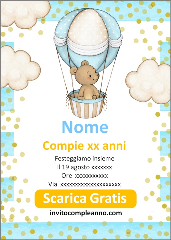 Invito digitale bambino mongolfiera