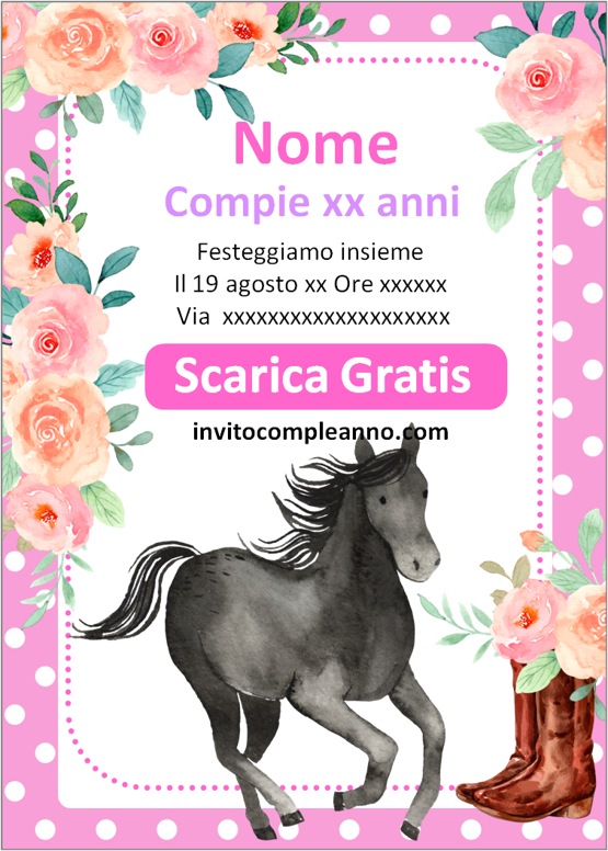 Modello Invito Cavallo Acquerello