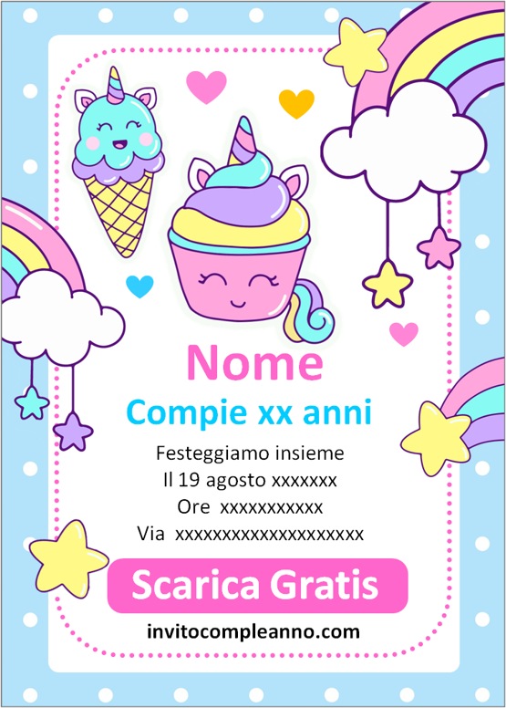 Inviti di compleanno kawaii