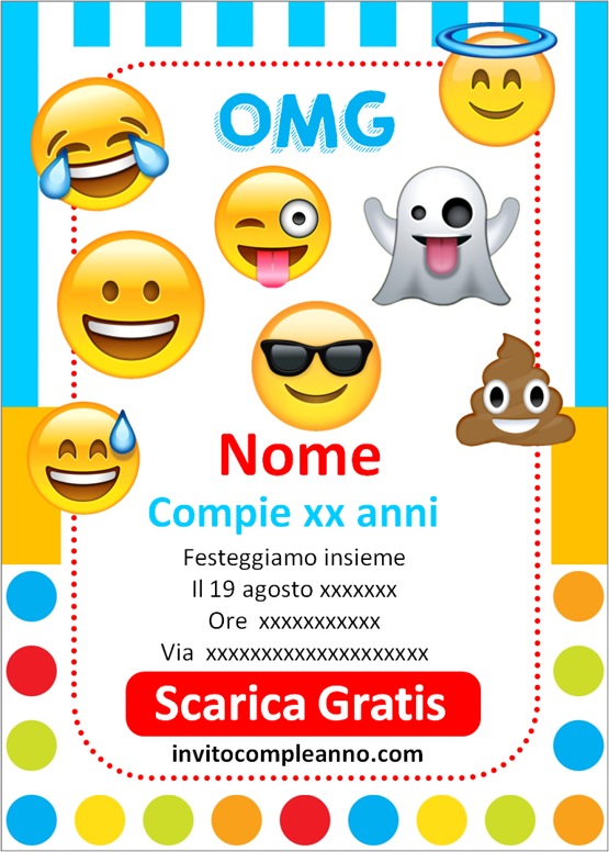 Inviti Emoji per Bambini