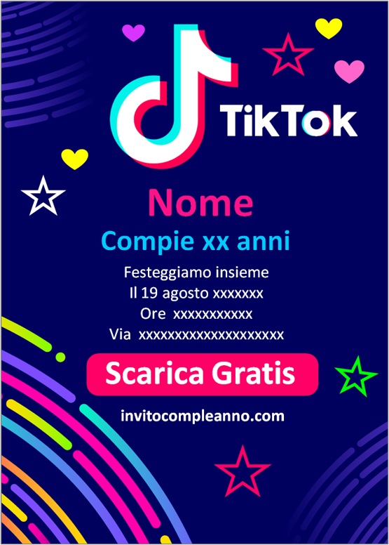 Invito di compleanno Tik Tok