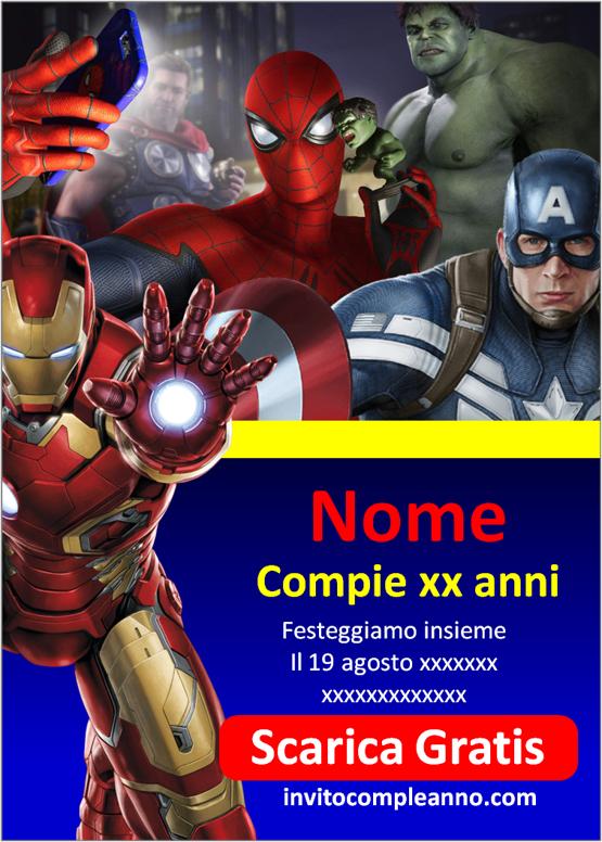 inviti compleanno bambini avengers