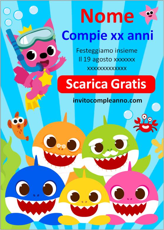 invito compleanno baby shark gratis