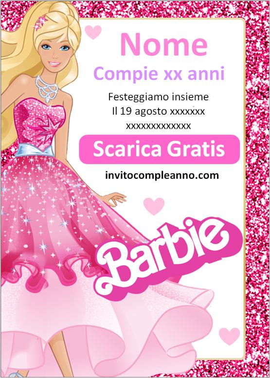 Invito Compleanno Barbie editabile