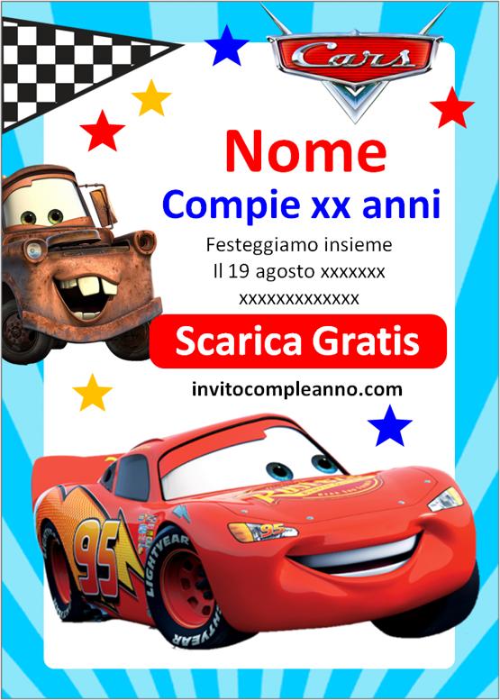 biglietto invito compleanno cars