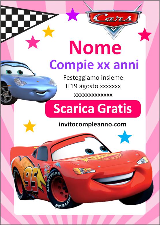 Invito compleanno Cars per bambina