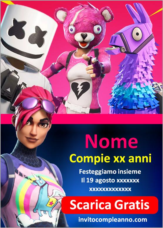 Inviti Interattivi Adesivi Biglietti Invito Fortnite Compleanno - Kit 10 Pezzi Con Adesivi Dorati E Buste Feste Compleanno