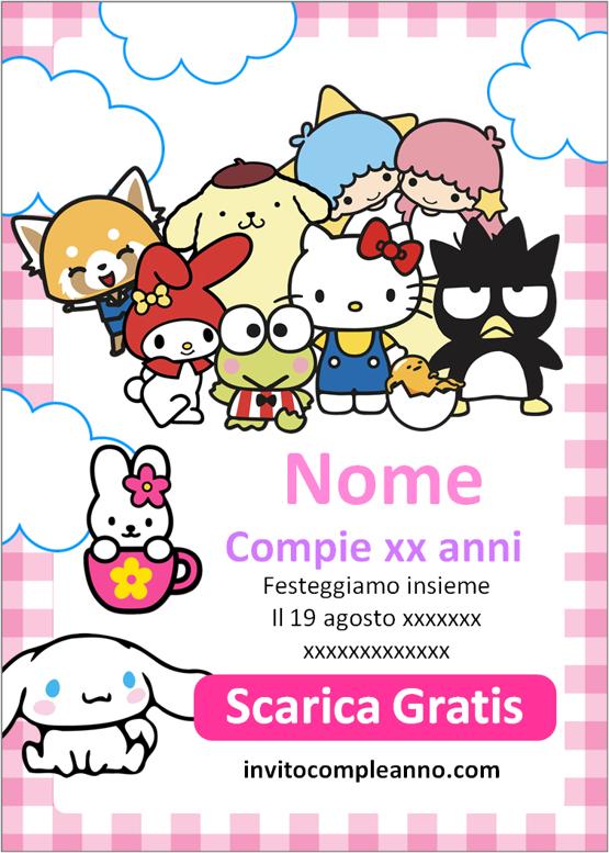 invito hello Kitty i suoi amici