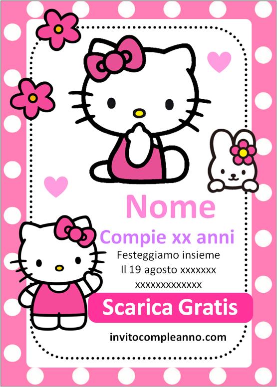 Invito di compleanno digitale Hello Kitty gratis