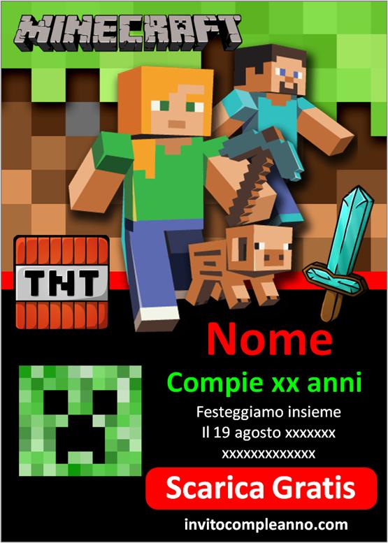 inviti minecraft da stampare