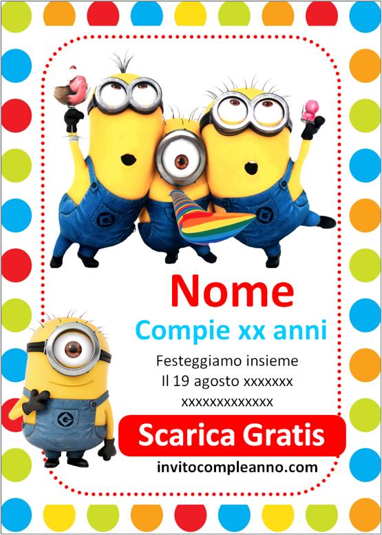 inviti minions pdf gratis