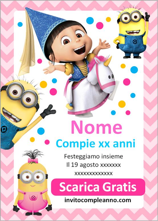 Biglietto Compleanno Minions bambine