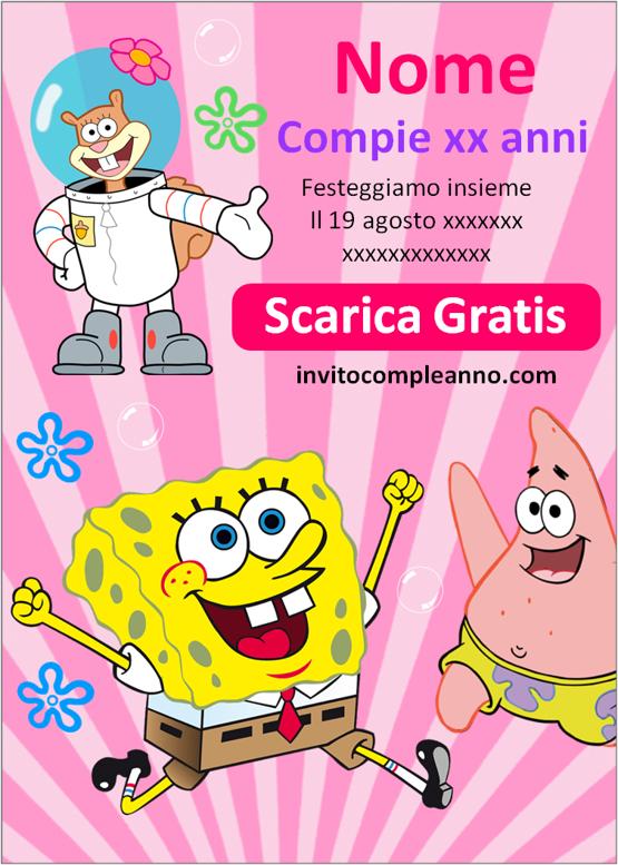 inviti compleanno spongebob da stampare per bambina