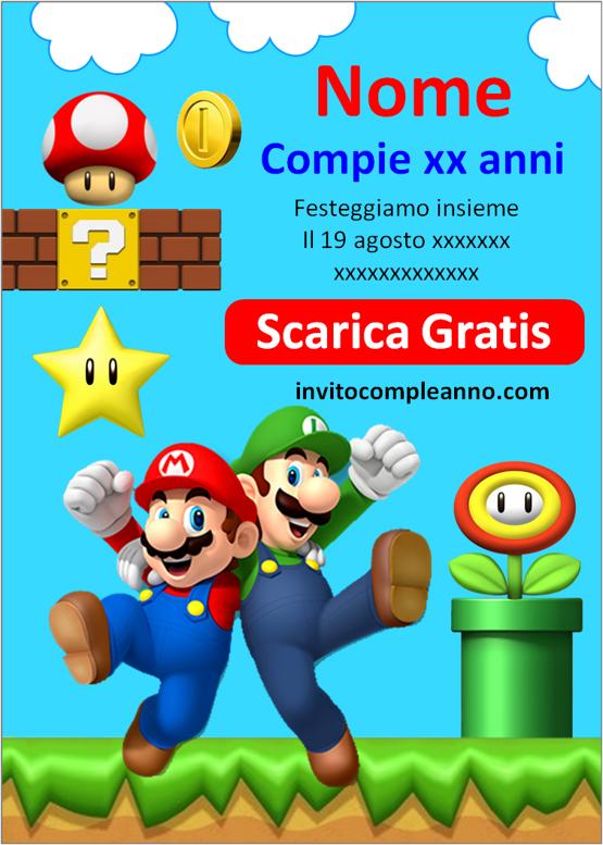 Modello Di Invito Di Compleanno Di Super Mario