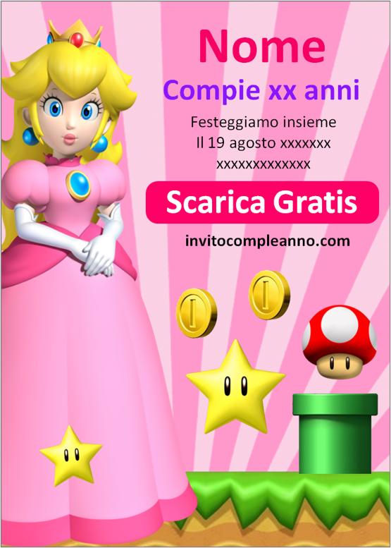 inviti Principessa Peach da stampare