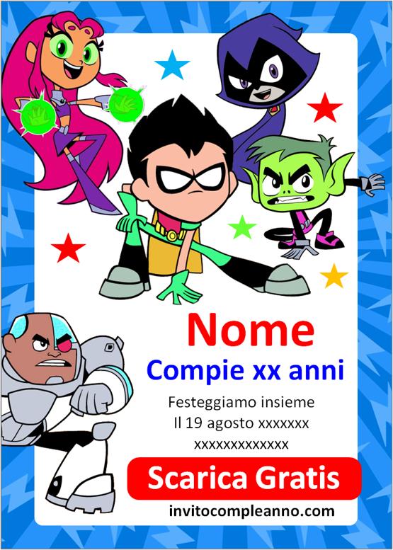 Invito Compleanno Teen Titans Go