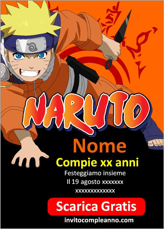 Invito digitale Compleanno a Tema Naruto