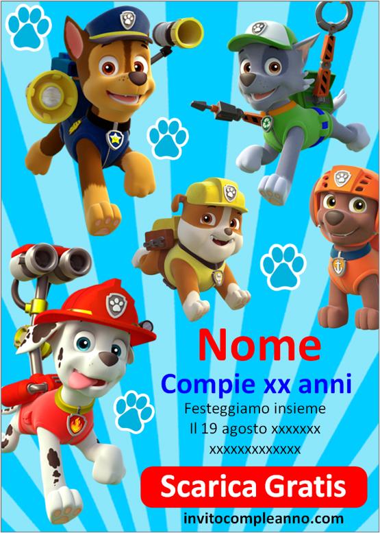 Invito compleanno Paw Patrol online