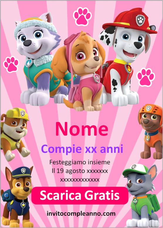 inviti compleanno Paw Patrol whatsapp