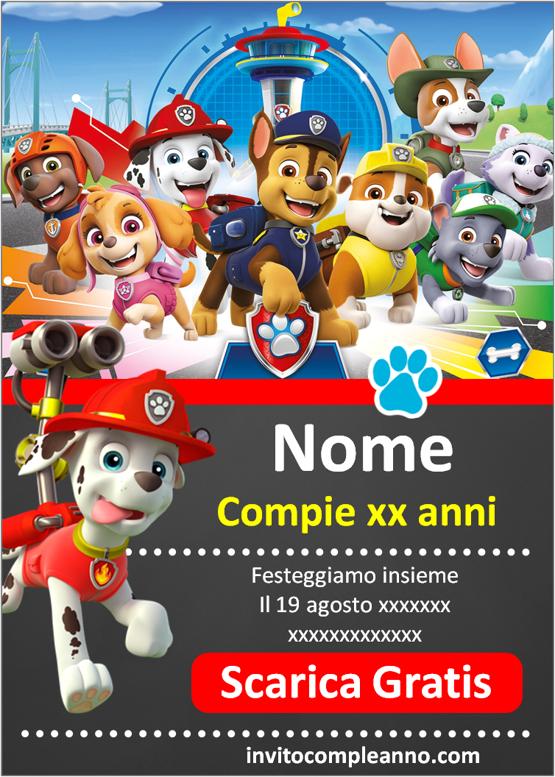 inviti compleanno paw patrol da scaricare