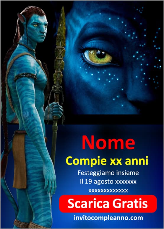 biglietto invito compleanno Avatar