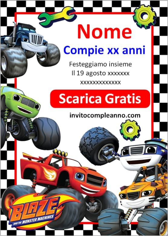 invito compleanno Blaze whatsapp gratis