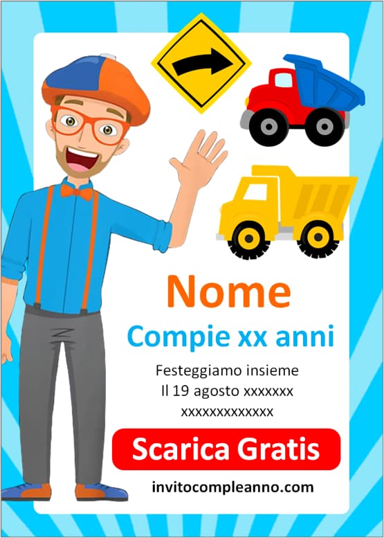 invito compleanno blippi whatsapp gratis