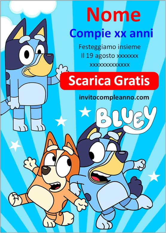 invito compleanno bluey e bingo