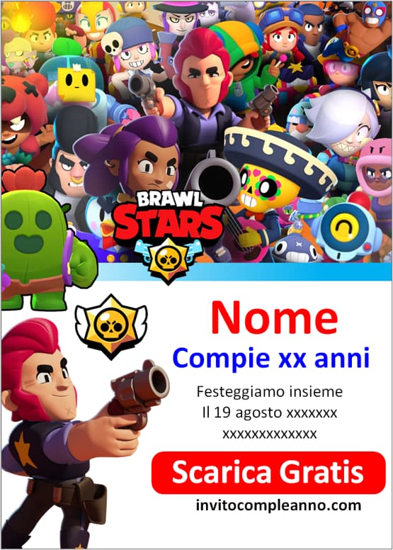 biglietto invito compleanno brawl stars bambino